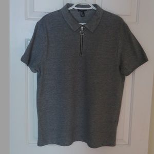 Forever 21 Men's Zip Polo Shirt/L/Gray